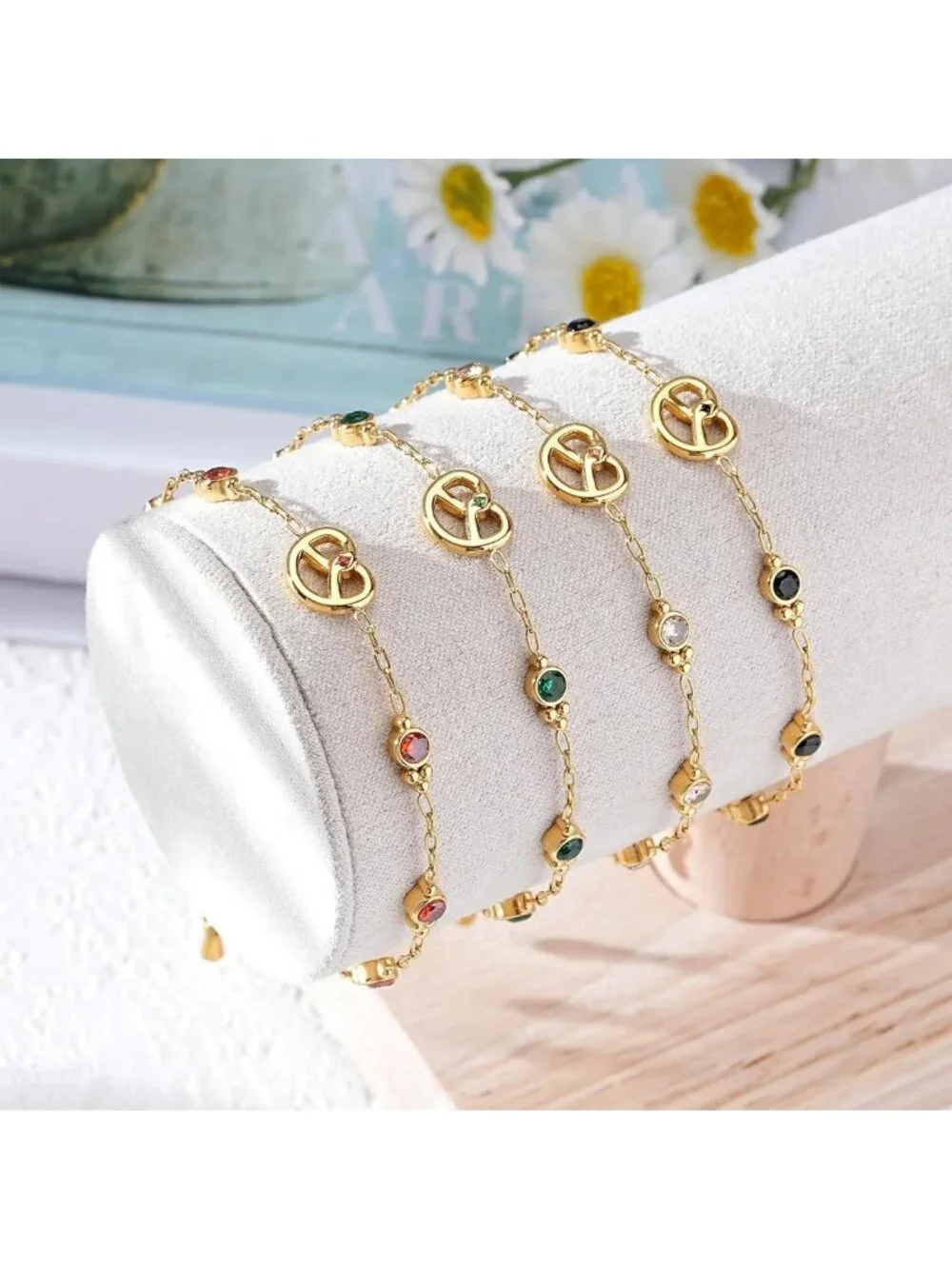 Dainty 18K Gold Plated Pretzel Charm CZ Bracelet - Eternal Love Wedding Gift for